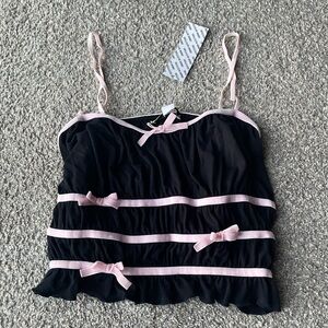 Urban Outfitters black and pink top with bows